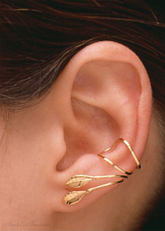 Gold Vermeil Pierceless Right Only Ear Cuff Wrap Earring Gold Vermeil Pierceless Right Only Ear Cuff Wrap Earring
